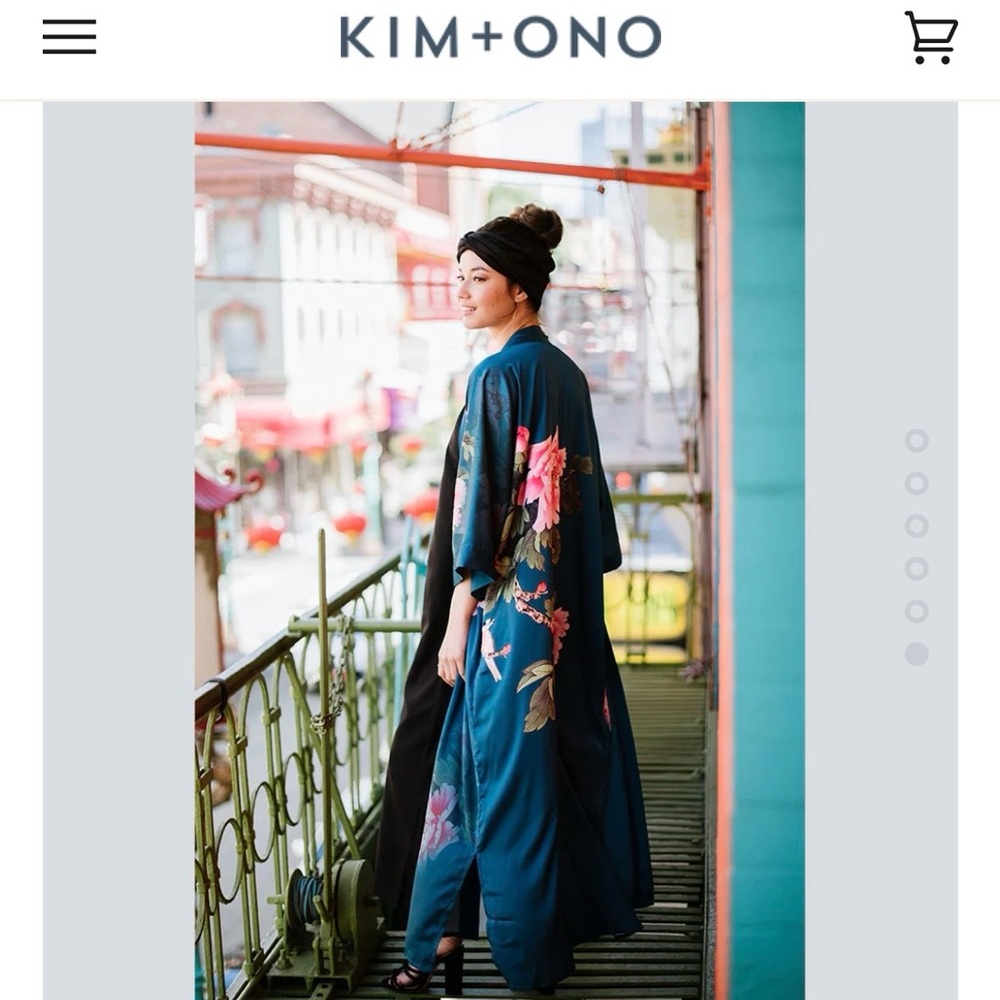 Kim+Ono Spring Floral Kimono in Vintage Teal